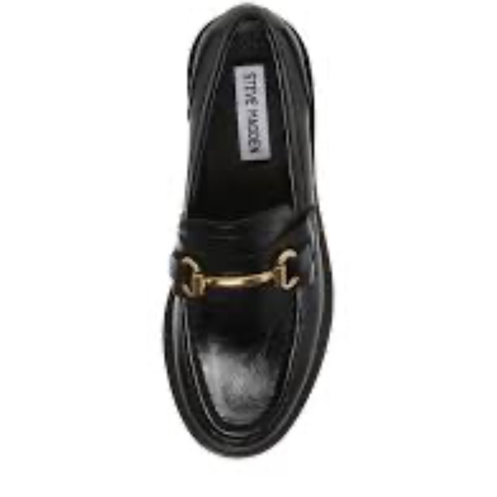 Steve Madden Black Loafers with Gold Accent